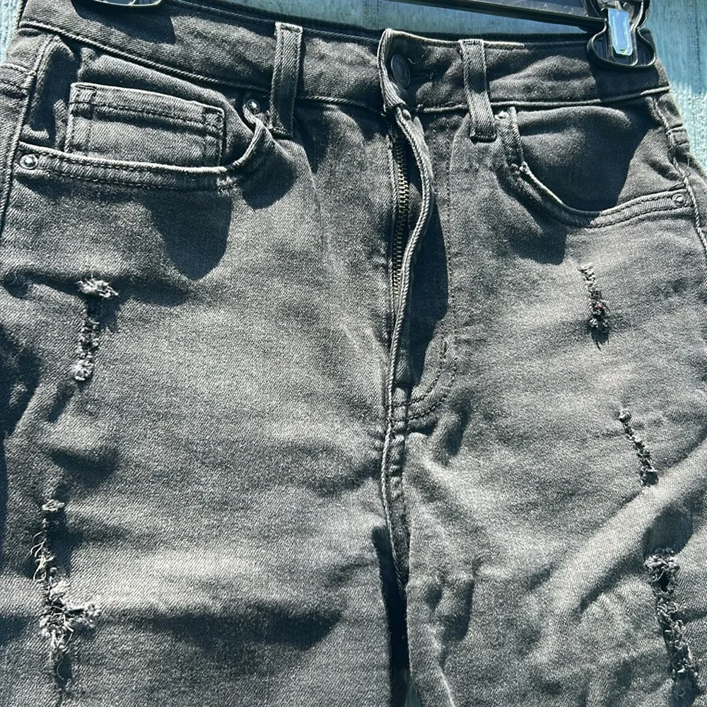 Forever 21 Black Distressed Jean Shorts